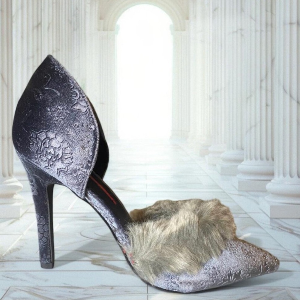 C Label Ariza Floral Suede Heels